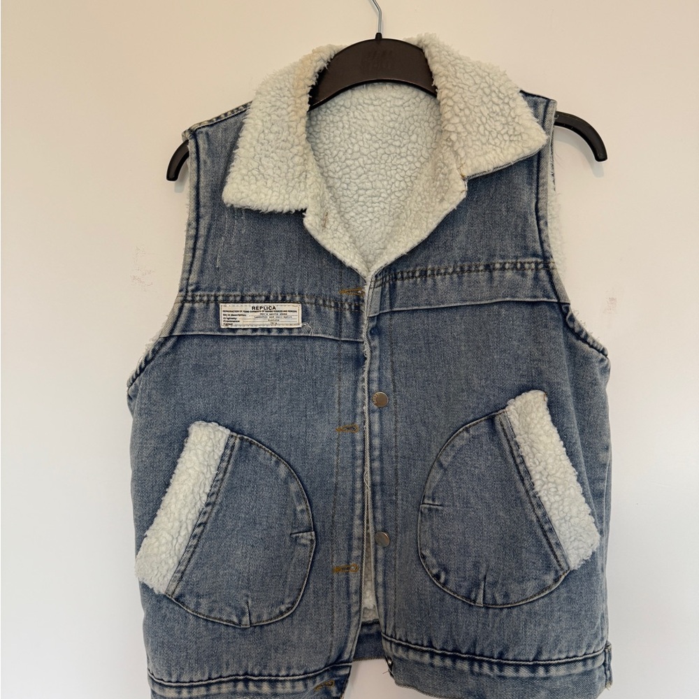 Denim Sherpa Lined Vest